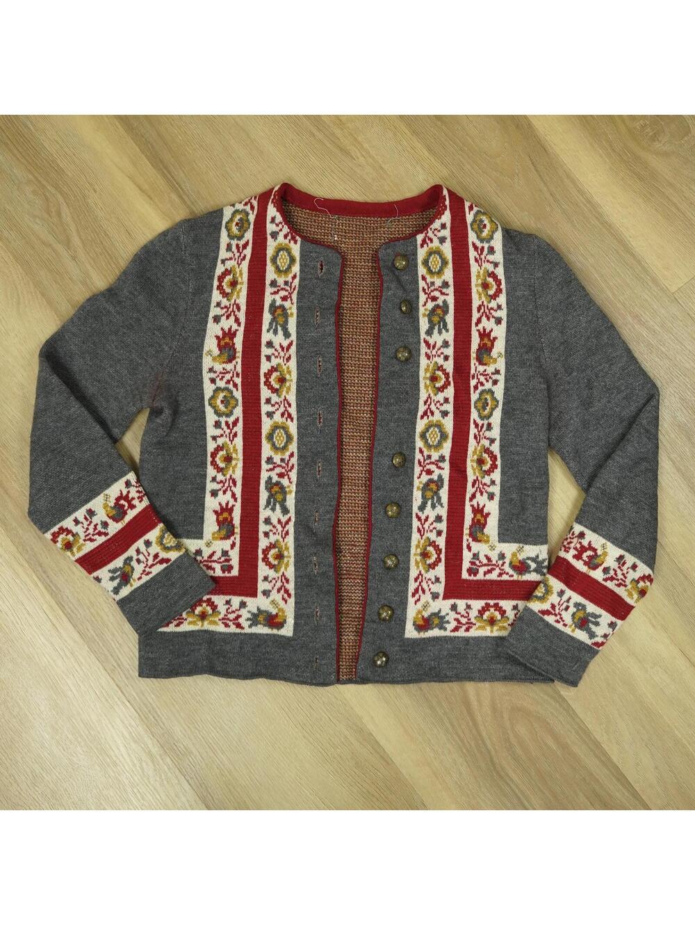 Vintage Floral Patterned Cardigan Sweater - Cottage core, Grandma, coquette girl